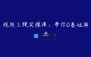 视频上镜实操课：带你0基础演出