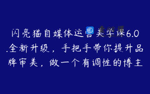 闪亮猫自媒体运营美学课6.0.全新升级，手把手带你提升品牌审美，做一个有调性的博主