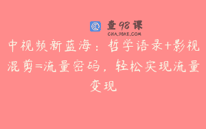 中视频新蓝海：哲学语录+影视混剪=流量密码，轻松实现流量变现