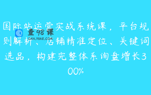 国际站运营实战系统课，平台规则解析、店铺精准定位、关键词选品，构建完整体系询盘增长300%