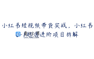小红书短视频带货实战，小红书0-1起店进阶项目拆解