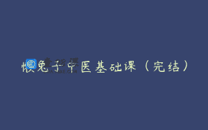 懒兔子中医基础课（完结）