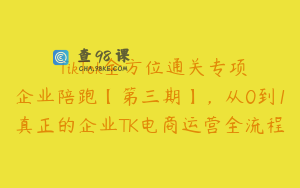 TikTok全方位通关专项企业陪跑【第三期】,从0到1真正的企业TK电商运营全流程