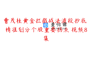 曹茂桂黄金拦截战法波段抄底 精准划分个股重要拐点 视频8集