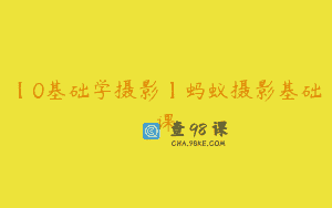 【0基础学摄影】蚂蚁摄影基础课