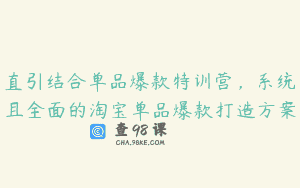 直引结合单品爆款特训营，系统且全面的淘宝单品爆款打造方案