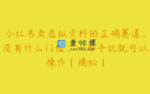 小红书卖虚拟资料的正确赛道，没有什么门槛，一部手机就可以操作【揭秘】