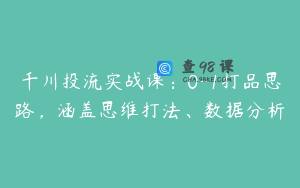 千川投流实战课：0-1打品思路，涵盖思维打法、数据分析