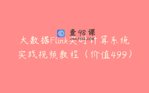 大数据Flink实时计算系统实践视频教程（价值499）