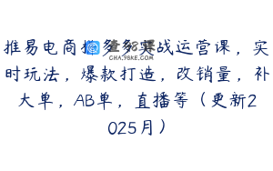 推易电商拼多多实战运营课，实时玩法，爆款打造，改销量，补大单，AB单，直播等（更新2025月）