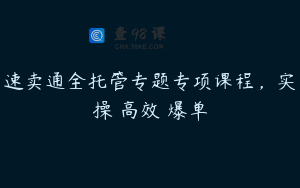 速卖通全托管专题专项课程，实操 高效 爆单