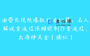 油管长视频爆款打造秘籍：名人解说全流程保姆级制作全流程，出海挣美金【揭秘】