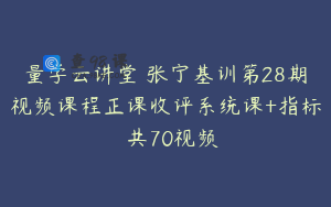 量学云讲堂 张宁基训第28期视频课程正课收评系统课+指标  共70视频