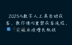 2025Ai数字人工具自动获客，教你借AI重塑获客流程，突破业绩增长瓶颈