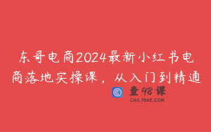 东哥电商2024最新小红书电商落地实操课,从入门到精通
