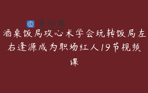 酒桌饭局攻心术学会玩转饭局左右逢源成为职场红人19节视频课