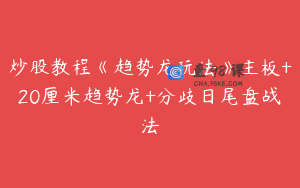 炒股教程《趋势龙玩法》主板+20厘米趋势龙+分歧日尾盘战法