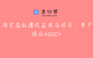 淘宝虚拟撸收益废店项目，单户保底4000+