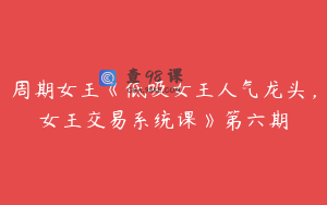 周期女王《低吸女王人气龙头，女王交易系统课》第六期