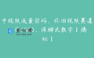 中视频流量密码，怀旧视频赛道，日1500，保姆式教学【揭秘】