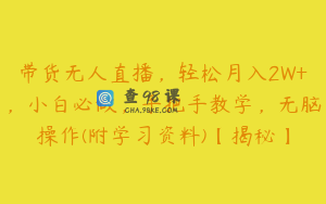 带货无人直播，轻松月入2W+，小白必做，手把手教学，无脑操作(附学习资料)【揭秘】