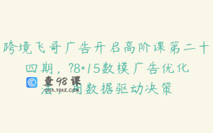 跨境飞哥广告开启高阶课第二十四期，?8*15数模广告优化法，用数据驱动决策