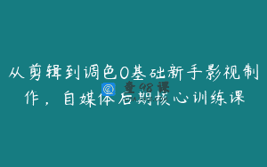 从剪辑到调色0基础新手影视制作，自媒体后期核心训练课