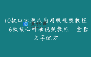 10款口味泡爪商用版视频教程_6款核心料油视频教程_全套文字配方