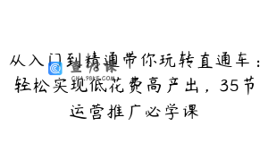 从入门到精通带你玩转直通车：轻松实现低花费高产出，35节运营推广必学课