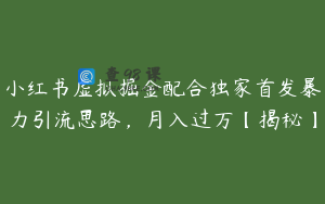小红书虚拟掘金配合独家首发暴力引流思路，月入过万【揭秘】