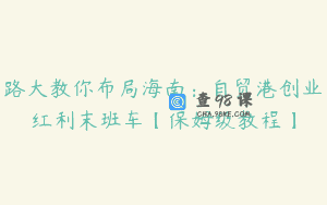 路大教你布局海南：自贸港创业红利末班车【保姆级教程】