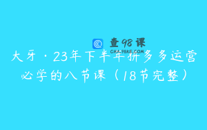 大牙·23年下半年拼多多运营必学的八节课（18节完整）