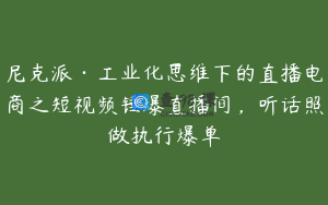 尼克派·工业化思维下的直播电商之短视频锤爆直播间,听话照做执行爆单