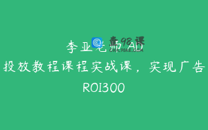 李亚老师・AD投放教程课程实战课,实现广告ROI300
