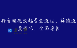 抖音短视频起号全流程，解锁流量密码，全面逆袭