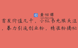 首发价值几千，小红书无限关注，暴力引流创业粉，精准粉揭秘