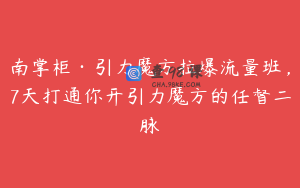 南掌柜·引力魔方拉爆流量班，7天打通你开引力魔方的任督二脉