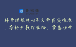 抖音短视频AI图文带货实操班,零粉丝教你涨粉,零基础带