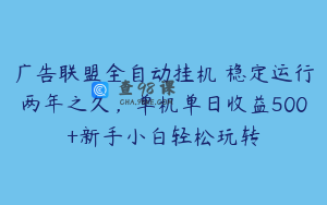 广告联盟全自动挂机 稳定运行两年之久，单机单日收益500+新手小白轻松玩转