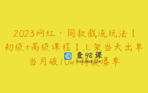 2023网红·同款截流玩法【初级+高级课程】上架当天出单当月破10w+持续爆单