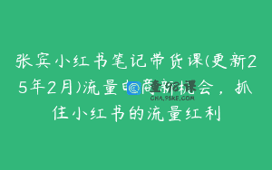 张宾小红书笔记带货课(更新25年2月)流量电商新机会，抓住小红书的流量红利