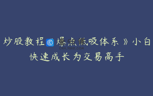 炒股教程《爆点低吸体系》小白快速成长为交易高手