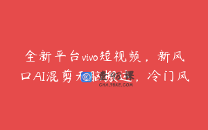 全新平台vivo短视频，新风口AI混剪无脑搬运，冷门风