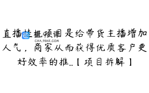 直播挂机项目是给带货主播增加人气，商家从而获得优质客户更好效率的推..【项目拆解】