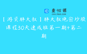 【游资胖大叔】胖大叔绝密炒股课程30天速成班第一期+第二期