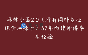 麻辣小面2.0（所有调料基础课含油辣子）37年面馆师傅毕生经验