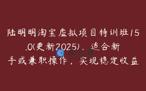 陆明明淘宝虚拟项目特训班15.0(更新2025)，适合新手或兼职操作，实现稳定收益