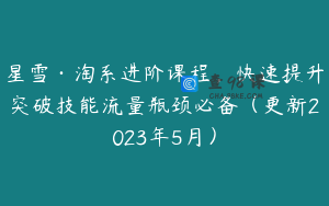 星雪·淘系进阶课程，快速提升突破技能流量瓶颈必备（更新2023年5月）