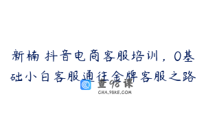 新楠•抖音电商客服培训，0基础小白客服通往金牌客服之路