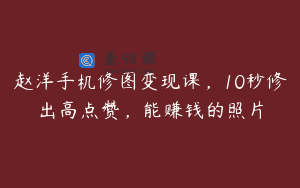 赵洋手机修图变现课，10秒修出高点赞，能赚钱的照片